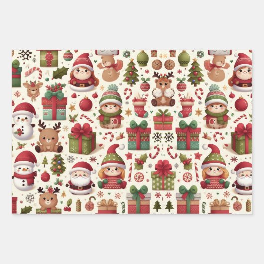 Inpakpapier Flat Sheet Set van 3-Kerstmis Vel (Voorkant 2)