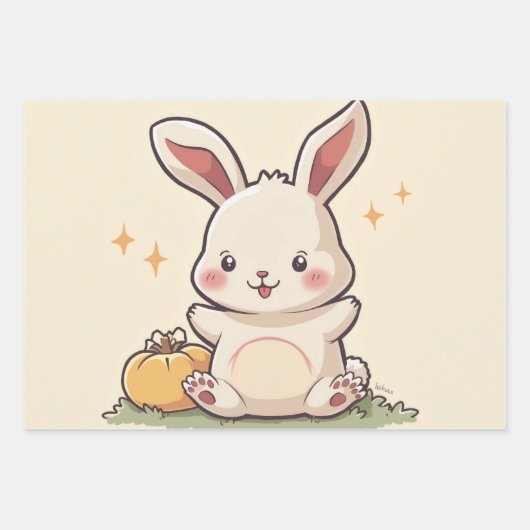 Inpakpapier Flat Sheet Set van 3 Mooie bunny gi (Voorkant 2)