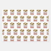 Inpakpapier Flat Sheet Set van 3, Retro Bloemen Vel (Voorkant)