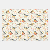 Inpakpapier Flat Sheet Set van 3 Waterverf Bird Vel (Voorkant 3)