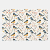 Inpakpapier Flat Sheet Set van 3 Waterverf Bird Vel (Voorkant)