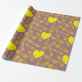 Inpakpapier: Heart Pencil School Style Cadeaupapier