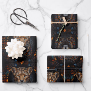 Inpakpapier is voorzien van een mozaïek Cheetah Vel
