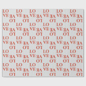 Inpakpapier - LOVE Red Stripes Grijs (Vlak)