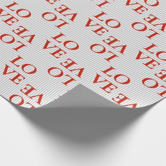 Inpakpapier - LOVE Red Stripes Grijs (Hoek)