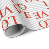 Inpakpapier - LOVE Red Stripes Grijs (Rol Hoek)