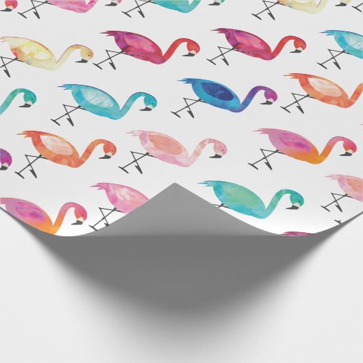 Inpakpapier - meerkleurige flamingo's (Hoek)