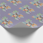 Inpakpapier met Baby Uil & Leaf Design (Hoek)