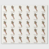 Inpakpapier met grappige giraffe en opvallende tek (Vlak)