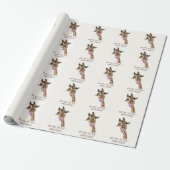 Inpakpapier met grappige giraffe en opvallende tek (Uitgerold)