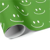Inpakpapier met groen glimlachpatroon (Rol Hoek)