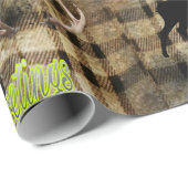 Inpakpapier met herten en herten gewei erop (Rol Hoek)