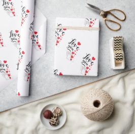 Inpakpapier met Love You-ontwerp.
