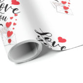 Inpakpapier met Love You-ontwerp. (Rol Hoek)