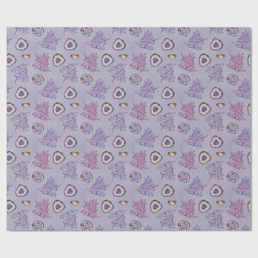 Inpakpapier met Paarse kristalpatroon (Vlak)