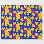 Inpakpapier met pittige citroenen en roze bladeren (Vlak)