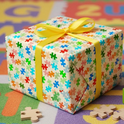 Inpakpapier met puzzelstukken