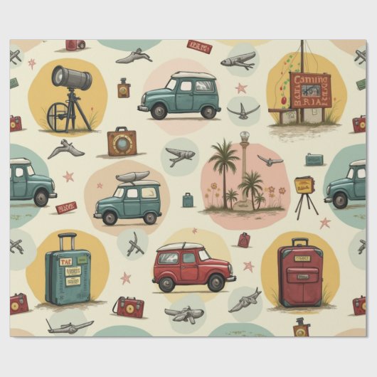 Inpakpapier met reispatroon (Vlak)