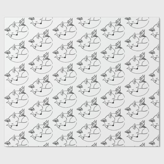 inpakpapier met scharnierend deer-fox. (Vlak)