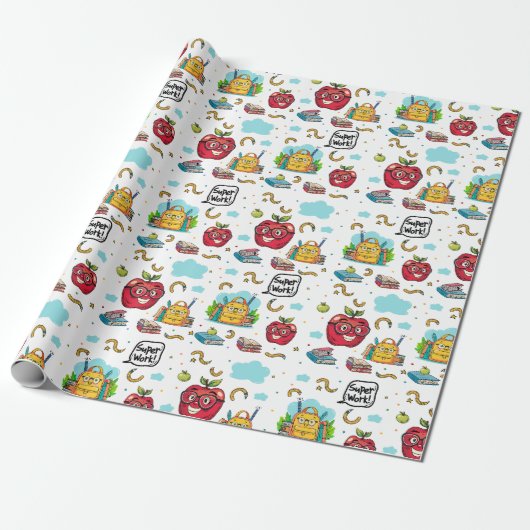 inpakpapier met schoolthema (Uitgerold)