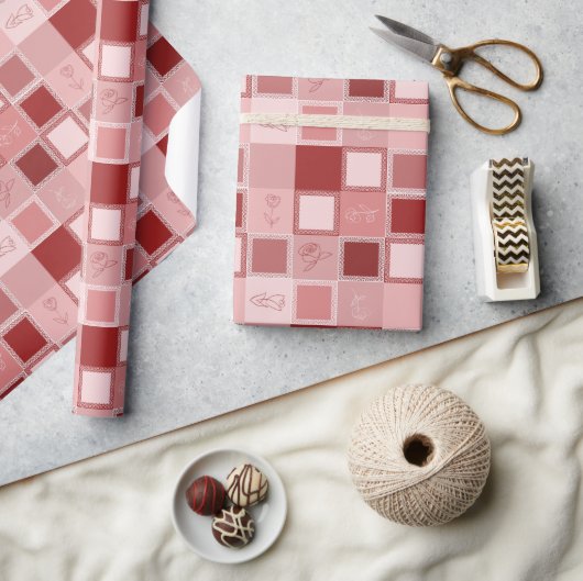 Inpakpapier met vierkanten, kant en rozen (Crafts)