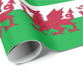 Inpakpapier met vlag van Wales, Verenigd Koninkrij (Rol Hoek)