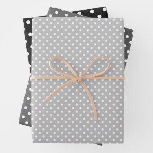 Inpakpapier Met Witte Stippen Op Zwart Grijs Vel