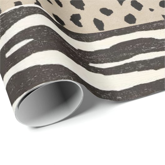 inpakpapier met zwart en beige design (Rol Hoek)