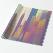 Inpakpapier Moderne Metropolitan Skyline (Uitgerold)