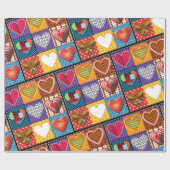 Inpakpapier. multi hart patroon2 cadeau wrap cadeaupapier (Vlak)