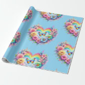 Inpakpapier-Pastelkleurig Lentebloem Inpakpapier (Uitgerold)
