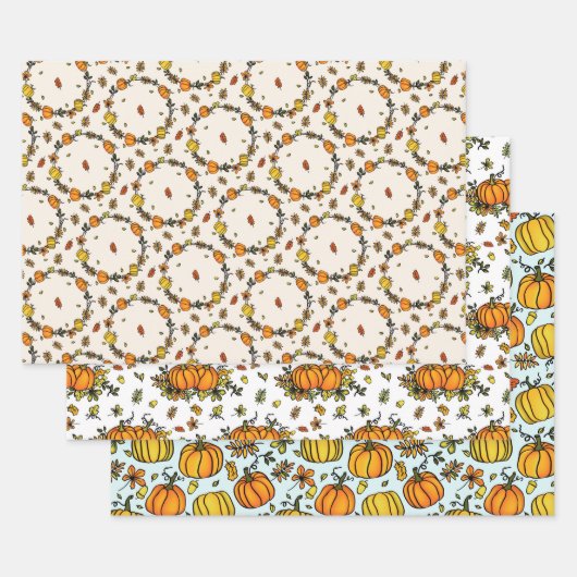 Inpakpapier plat vel set van 3 Thanksgiving  (Set)