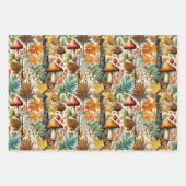 Inpakpapier plat vel set van 3 wilde paddenstoelen (Voorkant 3)