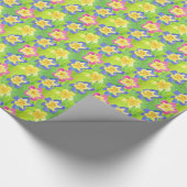 Inpakpapier: roze, blauw, gele primroses cadeaupapier (Hoek)