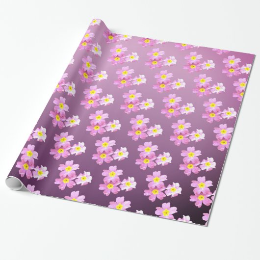 Inpakpapier, roze bloesems cadeaupapier (Uitgerold)