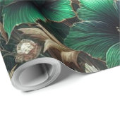 Inpakpapier - Roze en Groene Kerst Bloemen (Rol Hoek)