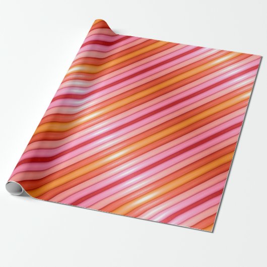 Inpakpapier - Roze en rode strepen (Uitgerold)