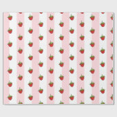 Inpakpapier Roze & Witte Streep Aardbei (Vlak)
