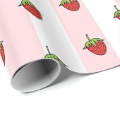 Inpakpapier Roze & Witte Streep Aardbei (Rol Hoek)