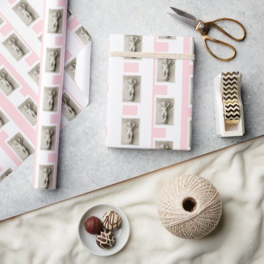 Inpakpapier Roze & Witte Streep Baby Engel (Crafts)