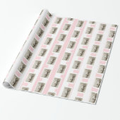 Inpakpapier Roze & Witte Streep Baby Engel (Uitgerold)