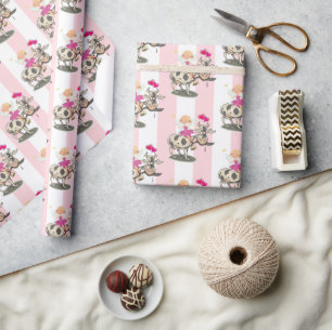 Inpakpapier Roze & Witte Streep Fairy Cow