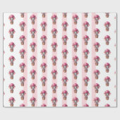 Inpakpapier Roze & Witte Streep Olifant (Vlak)