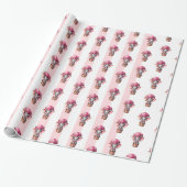 Inpakpapier Roze & Witte Streep Olifant (Uitgerold)