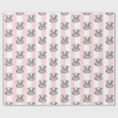 Inpakpapier Roze & Witte Streep Olifant (Vlak)