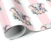 Inpakpapier Roze & Witte Streep Olifant (Rol Hoek)