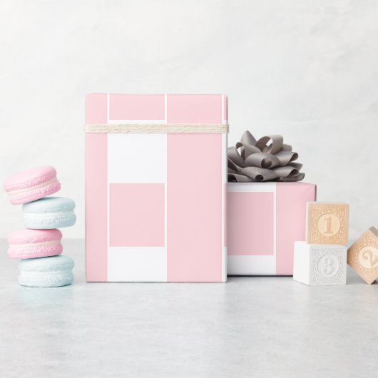 Inpakpapier Roze & Witte Streep Vierkant (Baby Shower)