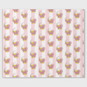 Inpakpapier Roze & Witte Streep Vlinder  (Vlak)