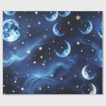 Inpakpapier saffierblauw hemelmaan