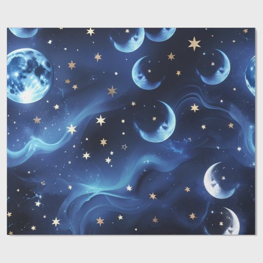 Inpakpapier saffierblauw hemelmaan (Vlak)